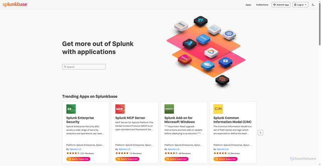 Security scan screenshot of https://apps.splunk.com
