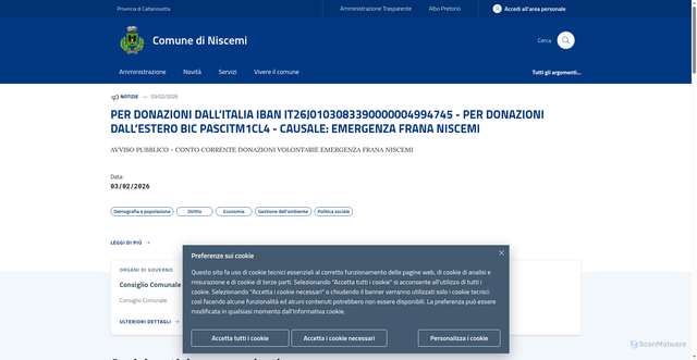 Security scan screenshot of https://www.comune.niscemi.cl.it