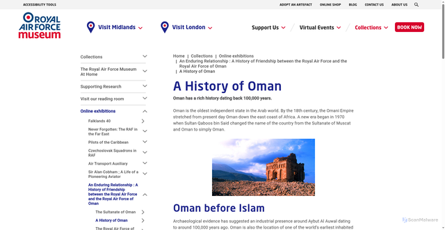 Security scan screenshot of https://www.rafmuseum.org.uk/research/online-exhibitions/an-enduring-relationship-a-history/a-history-of-oman/