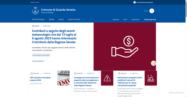 Security scan screenshot of https://www.comune.guardaveneta.ro.it/home/index.html