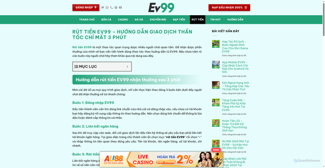 Security scan screenshot of https://ev99mobile.com/rut-tien-ev99/
