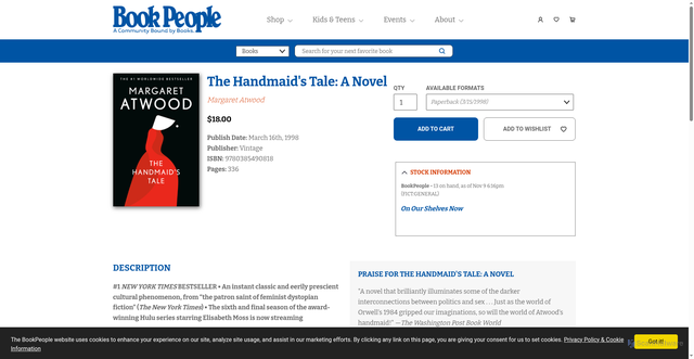 Security scan screenshot of https://bookpeople.com/book/9780385490818