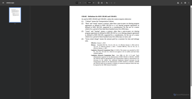 Security scan screenshot of https://apps.legislature.ky.gov/law/statutes/statute.aspx?id=53308