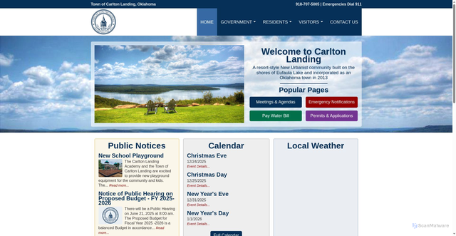 Security scan screenshot of https://www.carltonlandingok.gov/