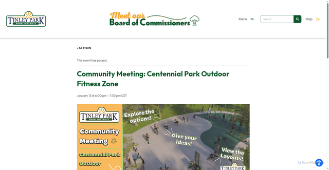 Security scan screenshot of https://tinleyparkdistrict.org/event/community-meeting-centennial-park-outdoor-fitness-zone/