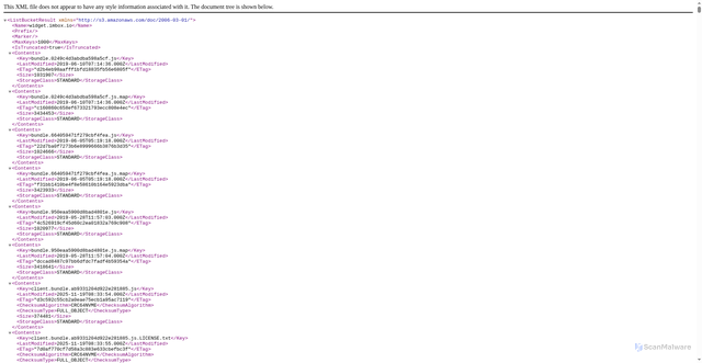 Security scan screenshot of https://widget.imbox.io/