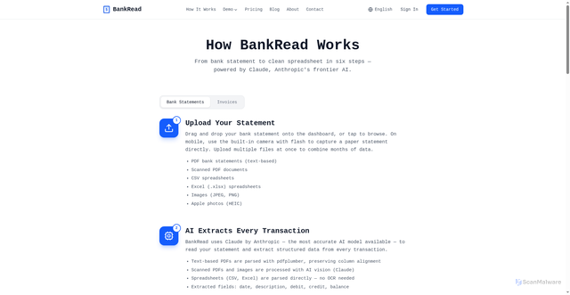 Security scan screenshot of https://bankread.ai/how-it-works