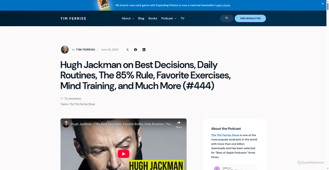 Security scan screenshot of https://tim.blog/2020/06/26/hugh-jackman/