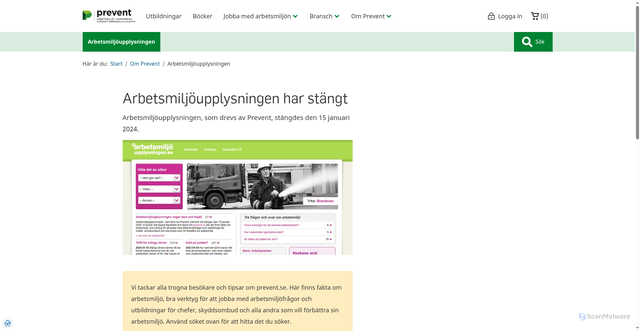 Security scan screenshot of https://arbetsmiljoupplysningen.nu