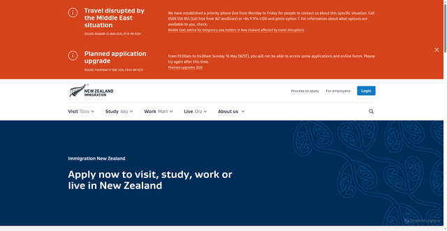 Security scan screenshot of https://www.immigration.govt.nz