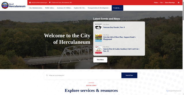 Security scan screenshot of https://cityofherculaneum.gov/