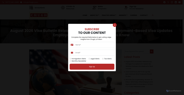Security scan screenshot of https://www.chugh.com/news/august-2026-visa-bulletin-released-key-changes-for-employment-based-visa-updates-employers-and-applicants-need-to-know
