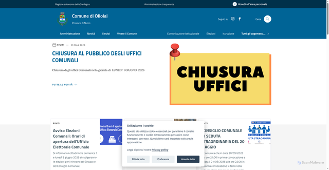 Security scan screenshot of https://www.comune.ollolai.nu.it