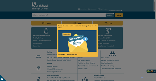 Security scan screenshot of https://www.ashford.gov.uk/