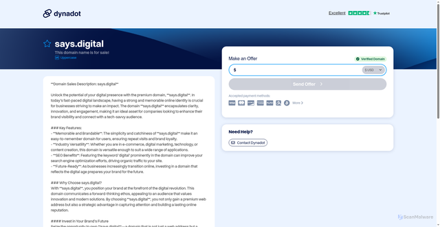 Security scan screenshot of https://says.digital/