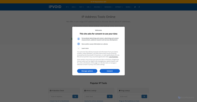 Security scan screenshot of https://ipvoid.com