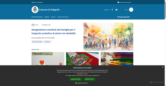 Security scan screenshot of https://www.comune.vidigulfo.pv.it/it