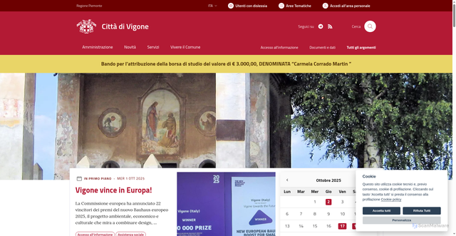 Security scan screenshot of https://www.comune.vigone.to.it/