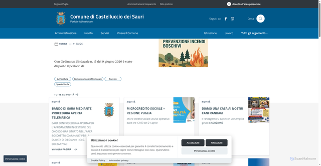 Security scan screenshot of https://www.comune.castellucciodeisauri.fg.it
