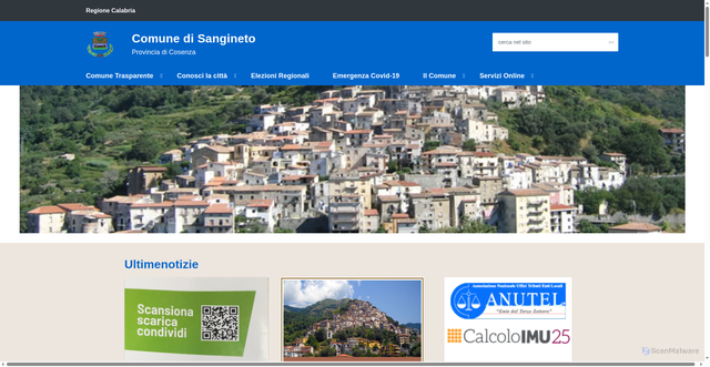 Security scan screenshot of https://www.comune.sangineto.cs.it/
