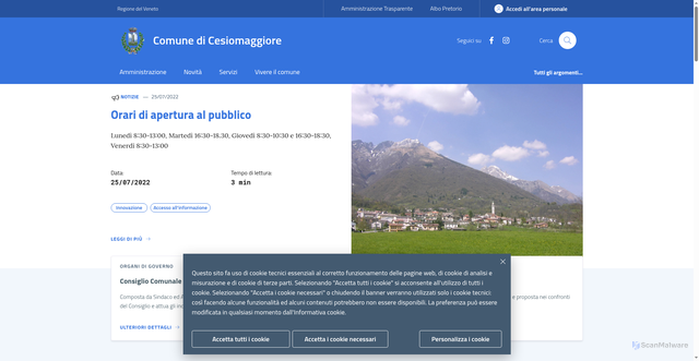 Security scan screenshot of https://www.comune.cesiomaggiore.bl.it/