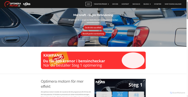 Security scan screenshot of https://optimeramotor.se