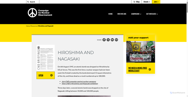 Security scan screenshot of https://cnduk.org/resources/hiroshima-and-nagasaki/