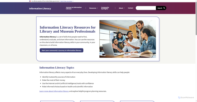 Security scan screenshot of https://informationliteracy.gov/