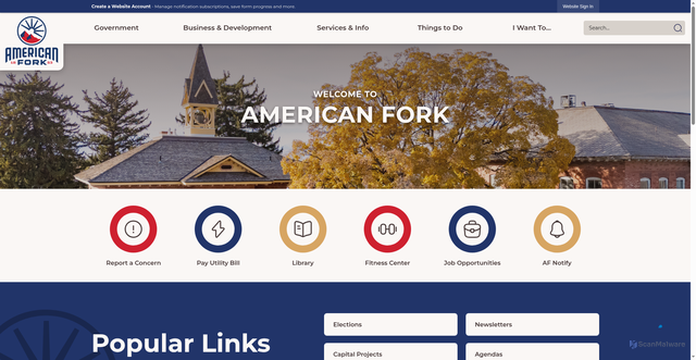 Security scan screenshot of https://americanfork.gov/