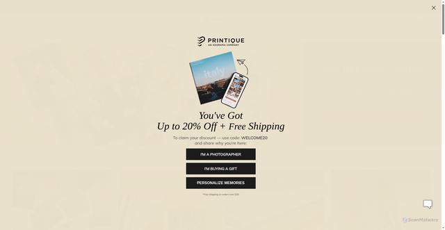 Security scan screenshot of https://printique.com