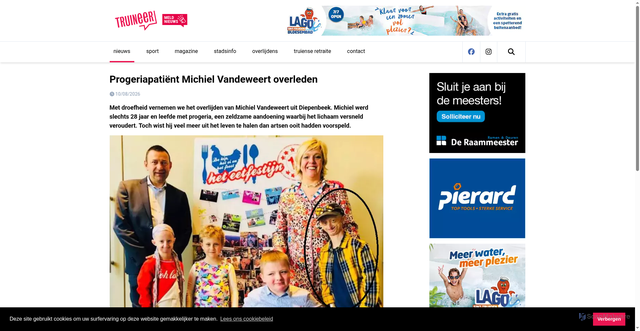 Security scan screenshot of https://www.truineer.be/2026/08/progeratient-michiel-vandeweert-overleden/