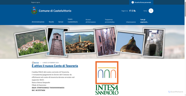 Security scan screenshot of https://www.comune.castelvittorio.im.it/