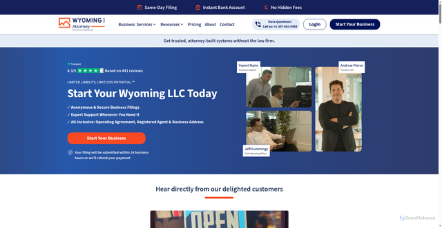 Security scan screenshot of https://wyomingllcattorney.com