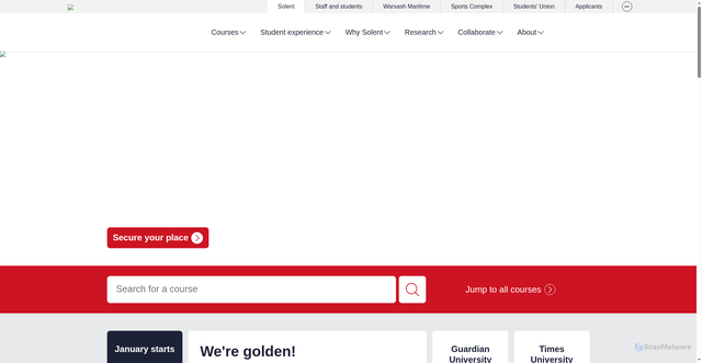 Security scan screenshot of https://www.solent.ac.uk/