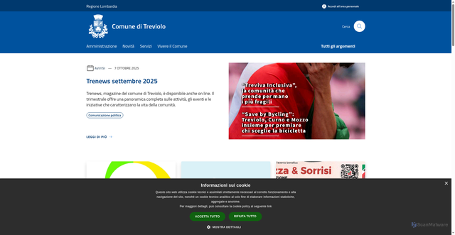 Security scan screenshot of https://www.comune.treviolo.bg.it/it