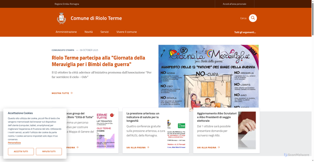 Security scan screenshot of https://www.comune.rioloterme.ra.it/