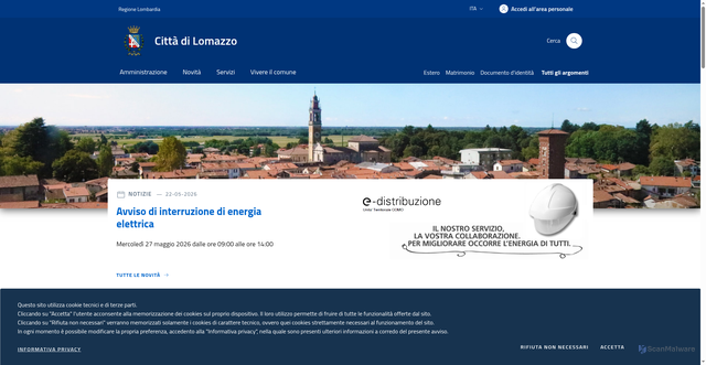 Security scan screenshot of https://www.comune.lomazzo.co.it