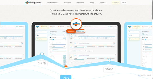 Security scan screenshot of https://www.freightview.com