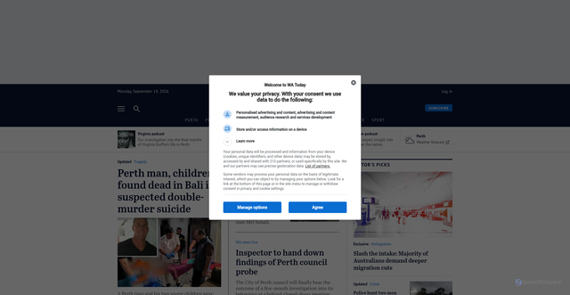 Security scan screenshot of https://watoday.com.au