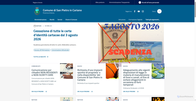 Security scan screenshot of https://www.comune.sanpietroincariano.vr.it