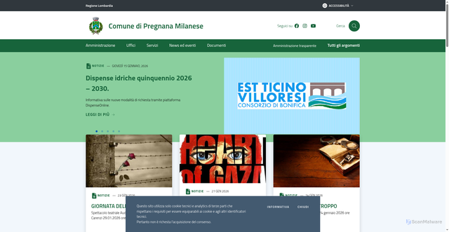 Security scan screenshot of https://comune.pregnana.mi.it/