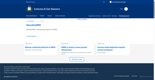 Security scan screenshot of https://www.comune.sannazzaro.bn.it/