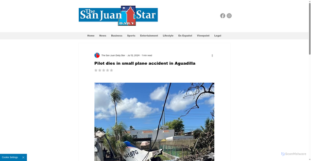 Security scan screenshot of https://www.sanjuandailystar.com/post/pilot-dies-in-small-plane-accident-in-aguadilla