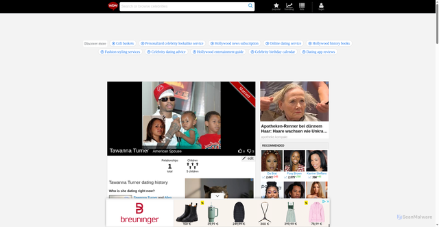 Security scan screenshot of https://www.whosdatedwho.com/dating/tawanna-turner