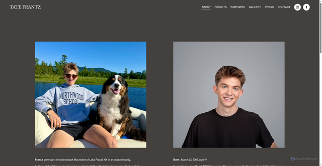 Security scan screenshot of https://www.tatefrantz.com/about