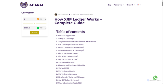 Security scan screenshot of https://www.abarai.ro/en/xrp/how-xrp-ledger-works-guide/