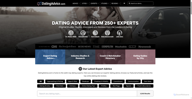 Security scan screenshot of https://datingadvice.com