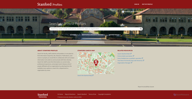 Security scan screenshot of https://profiles.stanford.edu