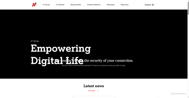 Security scan screenshot of a1.com