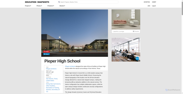Security scan screenshot of https://educationsnapshots.com/projects/32626/pieper-high-school/